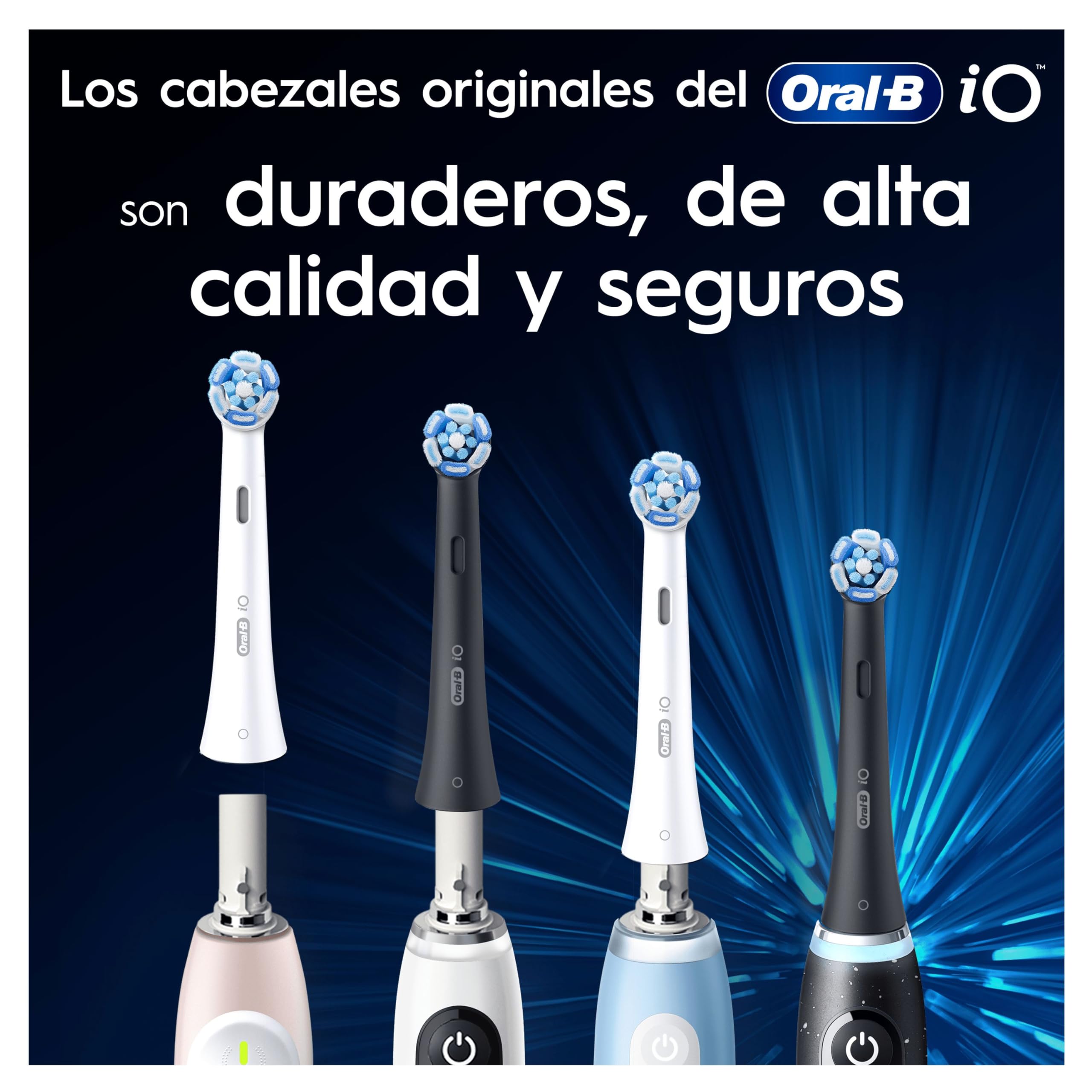 Oral-B Series iO Ultimate Clean Cabezales De Recambio Originales, Pack de 4 Recambios Blancos Para Cepillos De Dientes Eléctricos Oral-B iO, Eliminación Profunda De La Placa Bacteriana