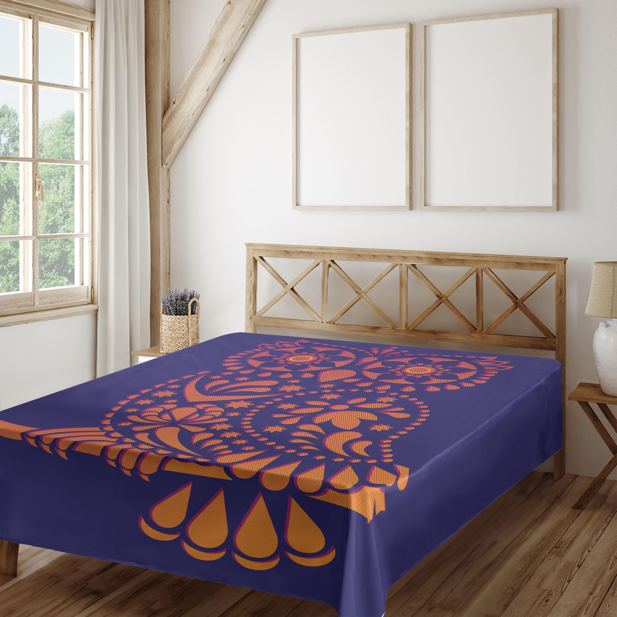 Ambesonne Tribal Flat Sheet, Native Design American Style Zig Zag Aztec Motifs Ornaments Image, Soft Comfortable Top Sheet Decorative Bedding 1 Piece, Twin Size, Vermilion and White