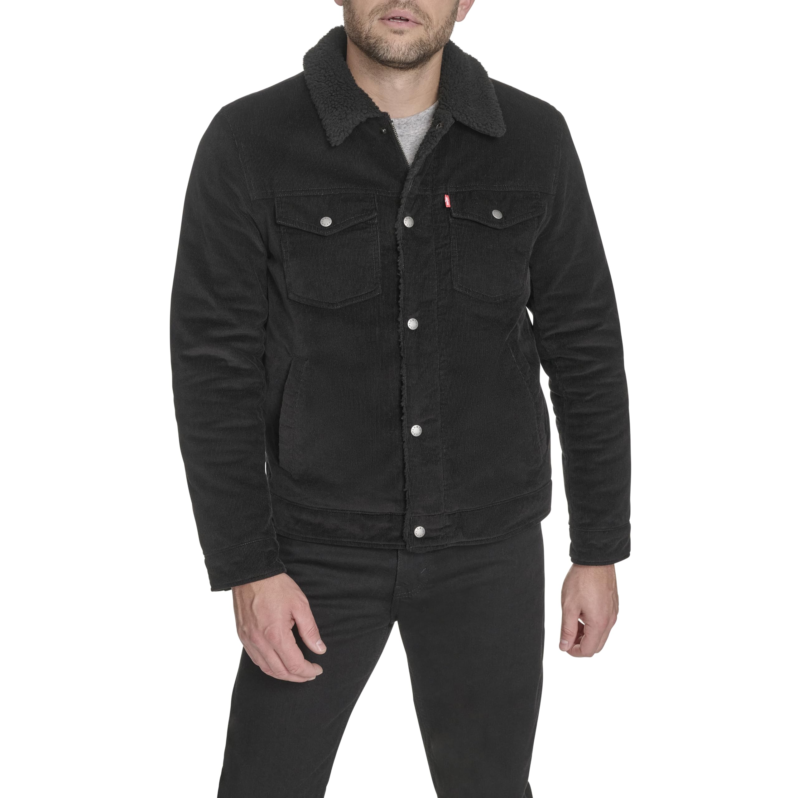Levi's Men's Cotton Trucker, Black Corduroy, L