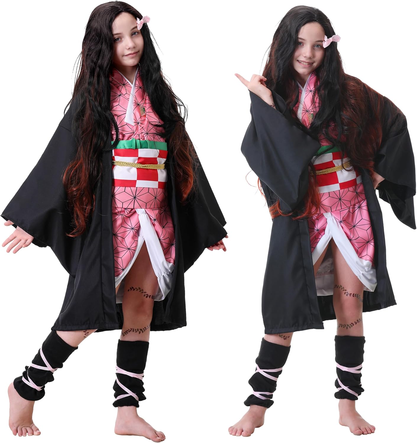 Anime Kimono Costumes Women Girls Halloween Cosplay Pink Outfits Cape Festival Uniform Dress Up with Wig - Image 4