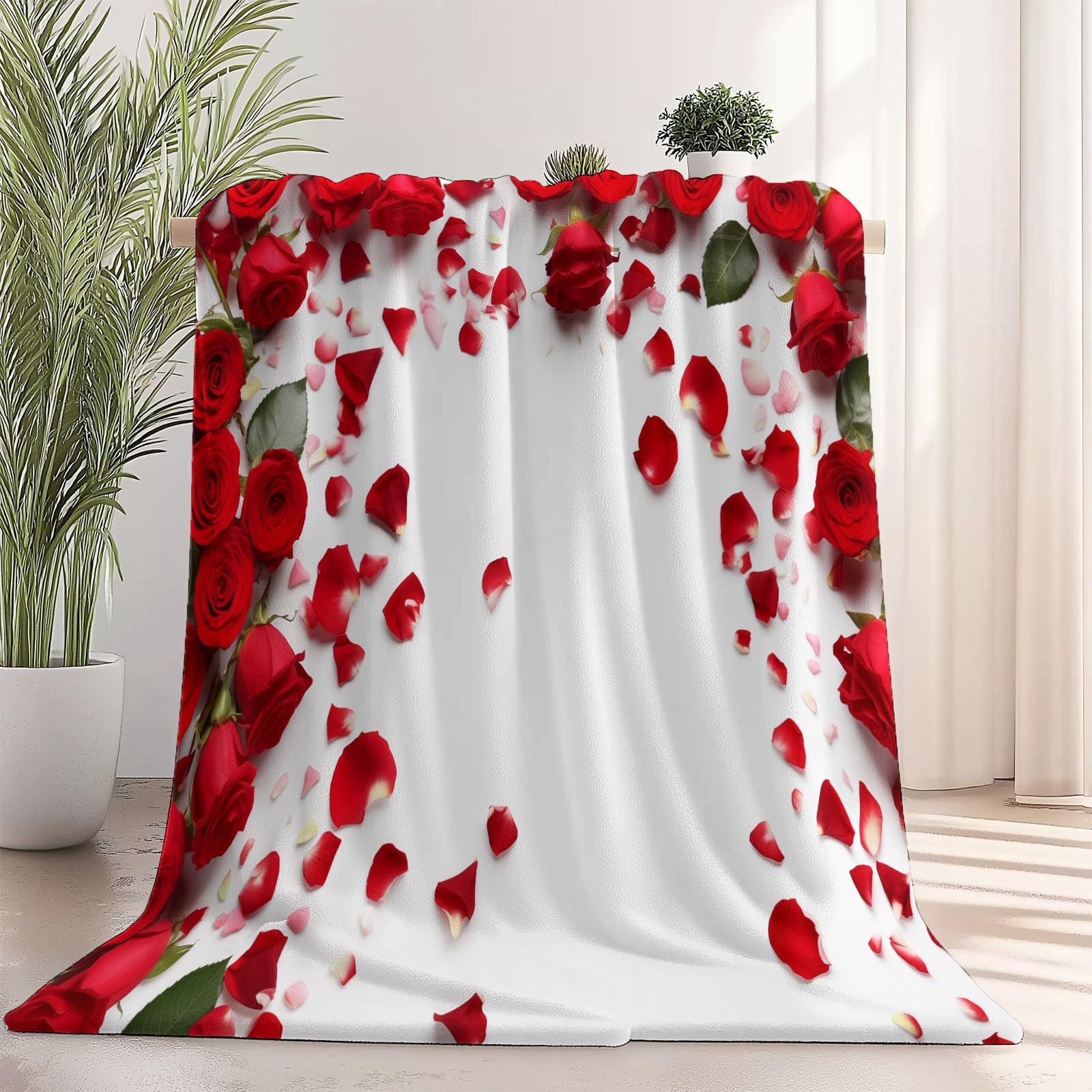 Plaid Polaire 220 x 240 cm en Flanelle Rouge et Blanc pour Canapé et Lit