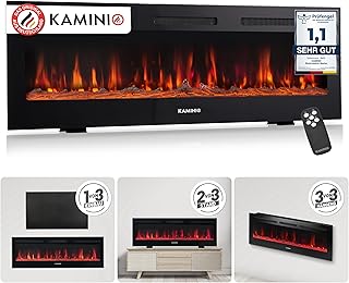 KAMINIO Elektrokamin Marlon - Elektrischer 3-in-1 Kamin mit Heizung, 3D-Flammeneffekt, 12 Flammenfarben, Fernbedienung (60 Zoll)