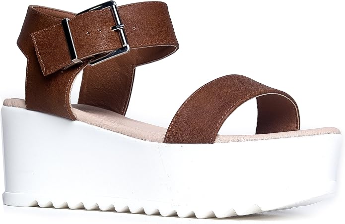 J. Adams Surf Platform Sandals for Women - Ankle Strap Open Toe Wedge Heels