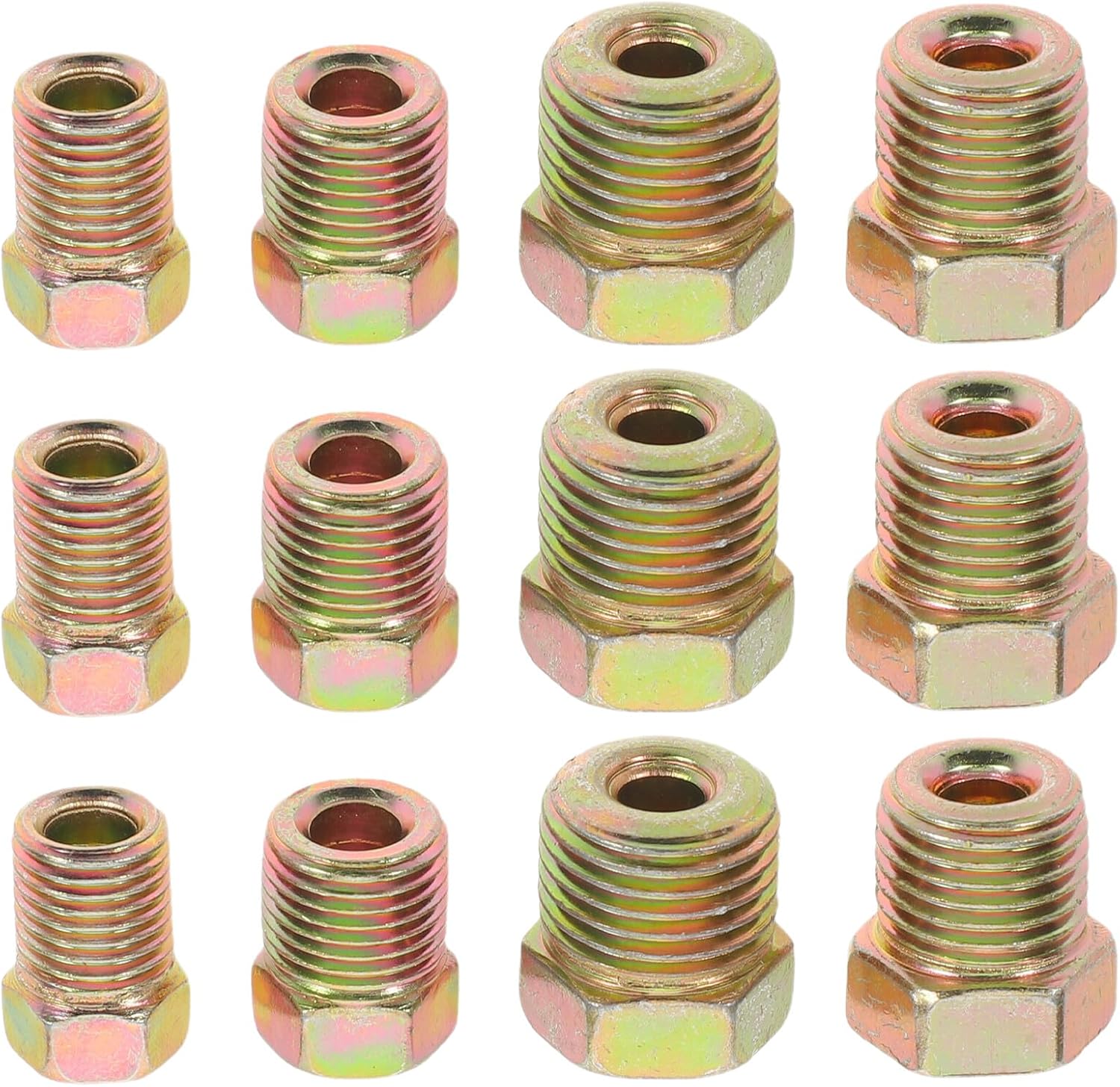 12pcs Brass Brake Line Pipe Connectors Compression Fittings Kit for Automotive Air Brake Hose Repair and Replacement