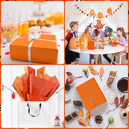 Miniatura 3 de 30 hojas de papel de seda naranja para embalaje, bolsas de regalo, papel de seda a granel para bodas, cumpleaños, proyectos de bricolaje, Navidad,