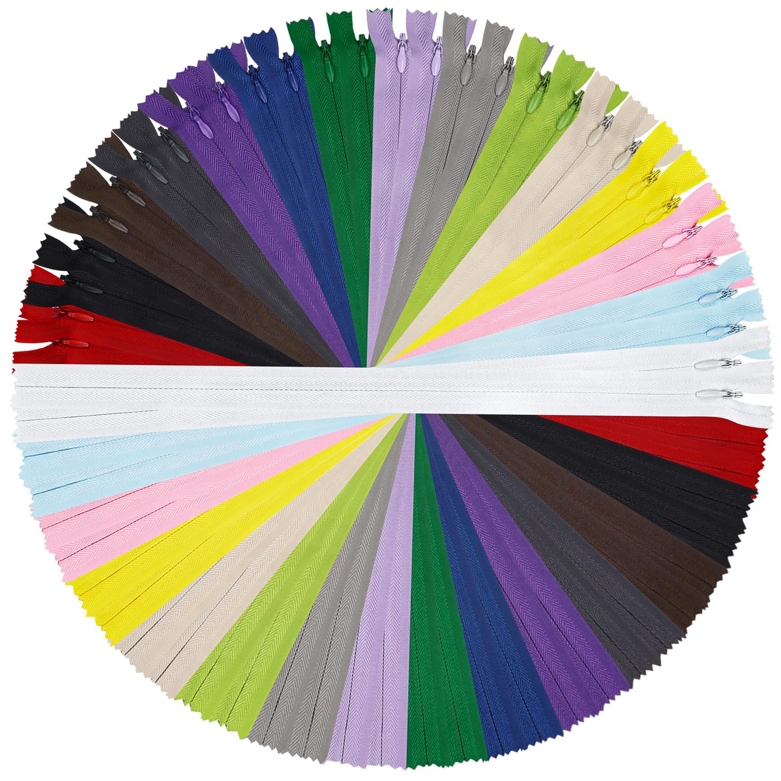 DOITEM 30pcs Unsichtbaren Reißverschlüssen [15 Farben] Nylon Nähen und Basteln zum Kleidung Taschen Stoff für Nähmaschine Patchwork (Mehrfarbig, 55CM)