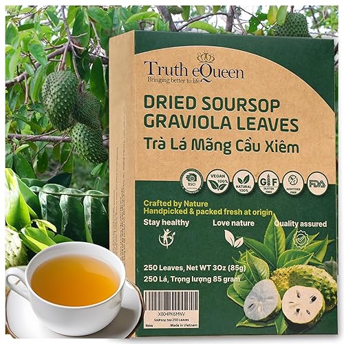 Té de hojas de guanábana, lote pequeño y seleccionado a mano de Vietnam, sin OMG, rico en antioxidantes, sin cafeína, vegano y sin gluten, té