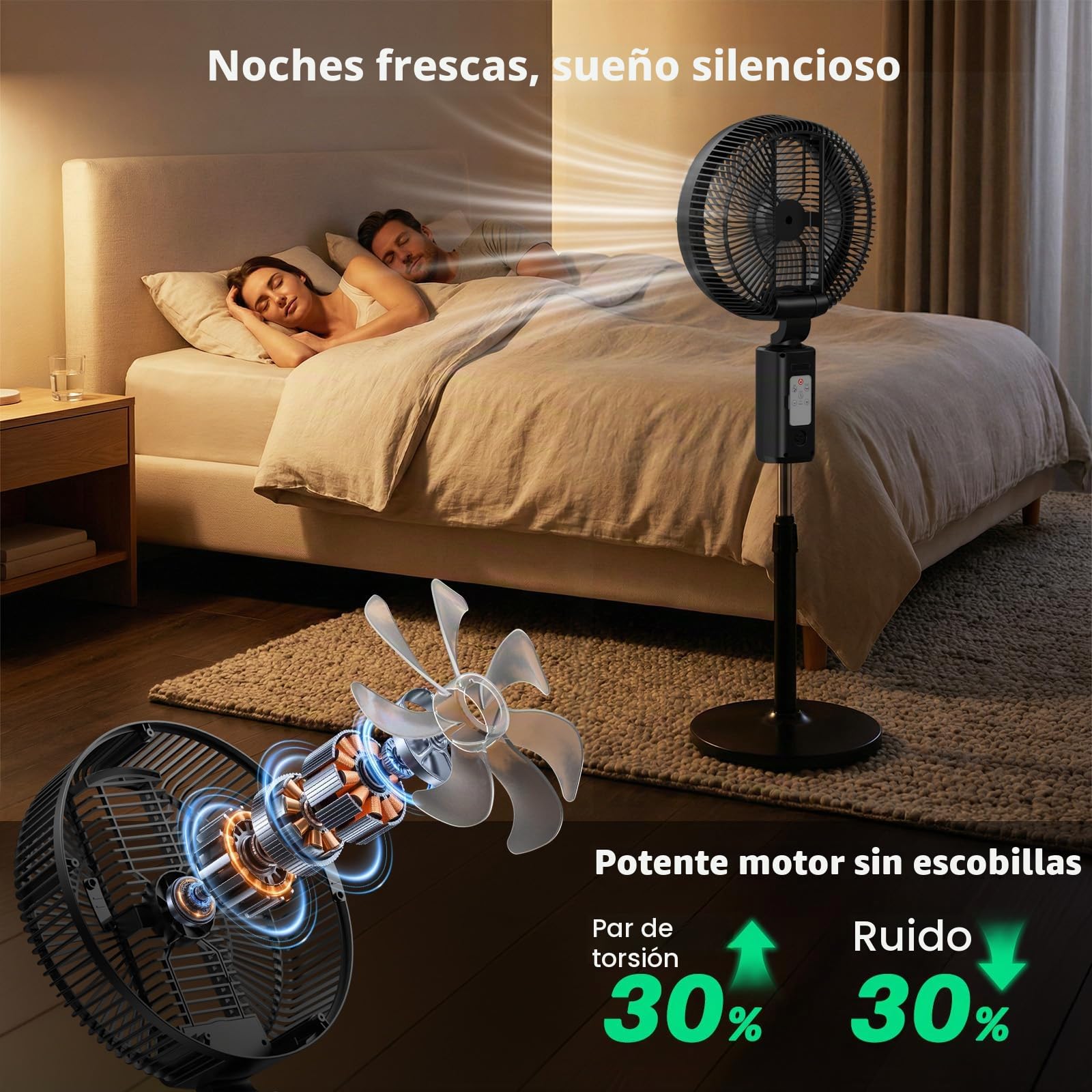 Ausic Ventilador de nebulización al aire libre para patio, ventilador de pedestal inalámbrico recargable de 30,000 mAh, ventilador de refrigeración portátil oscilante de 12 pulgadas, ventilador de pie