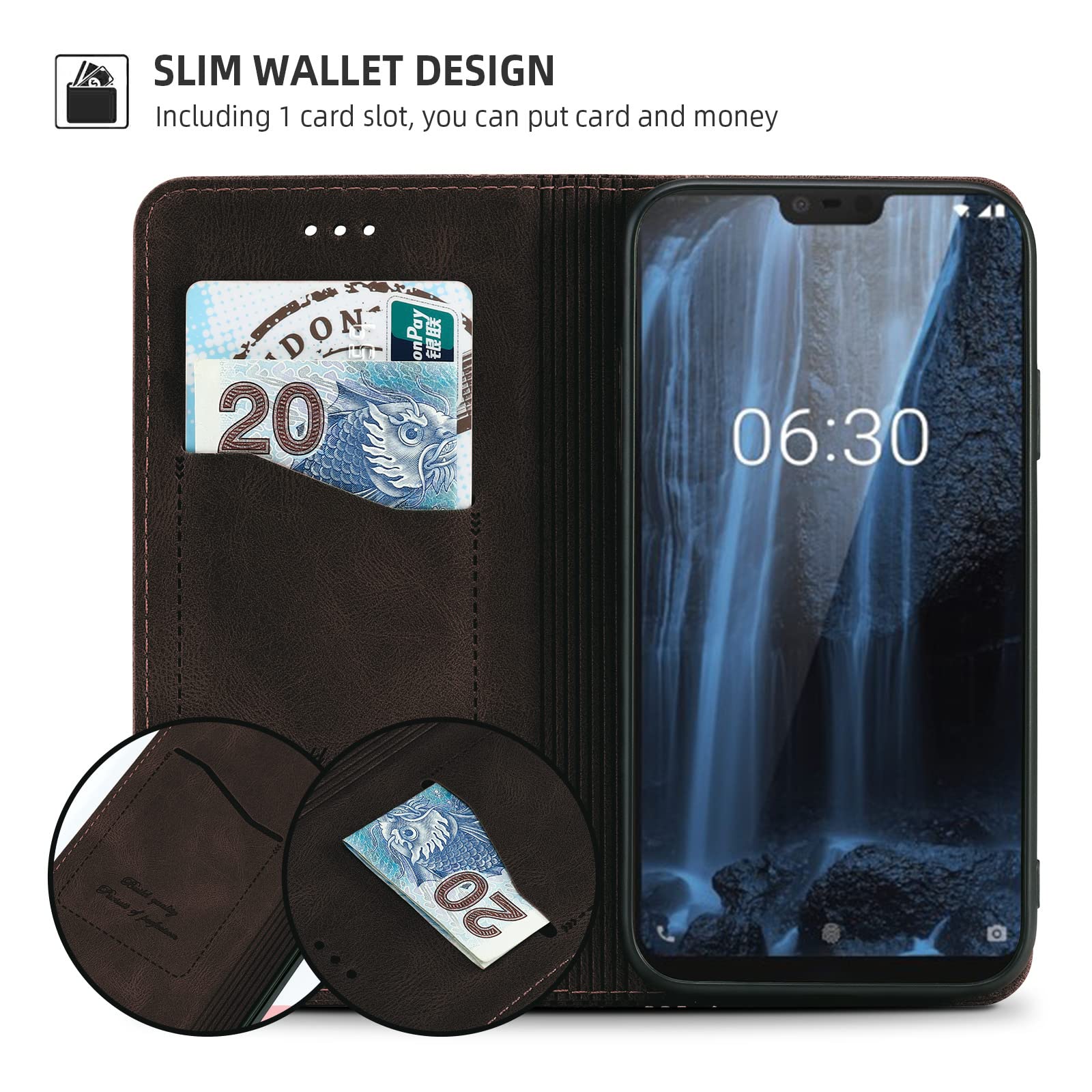 AKABEILA Leder-Hülle Für Nokia 5.3 – Flip Case Mit Magnetverschluss, Kartenfach & Kickstand