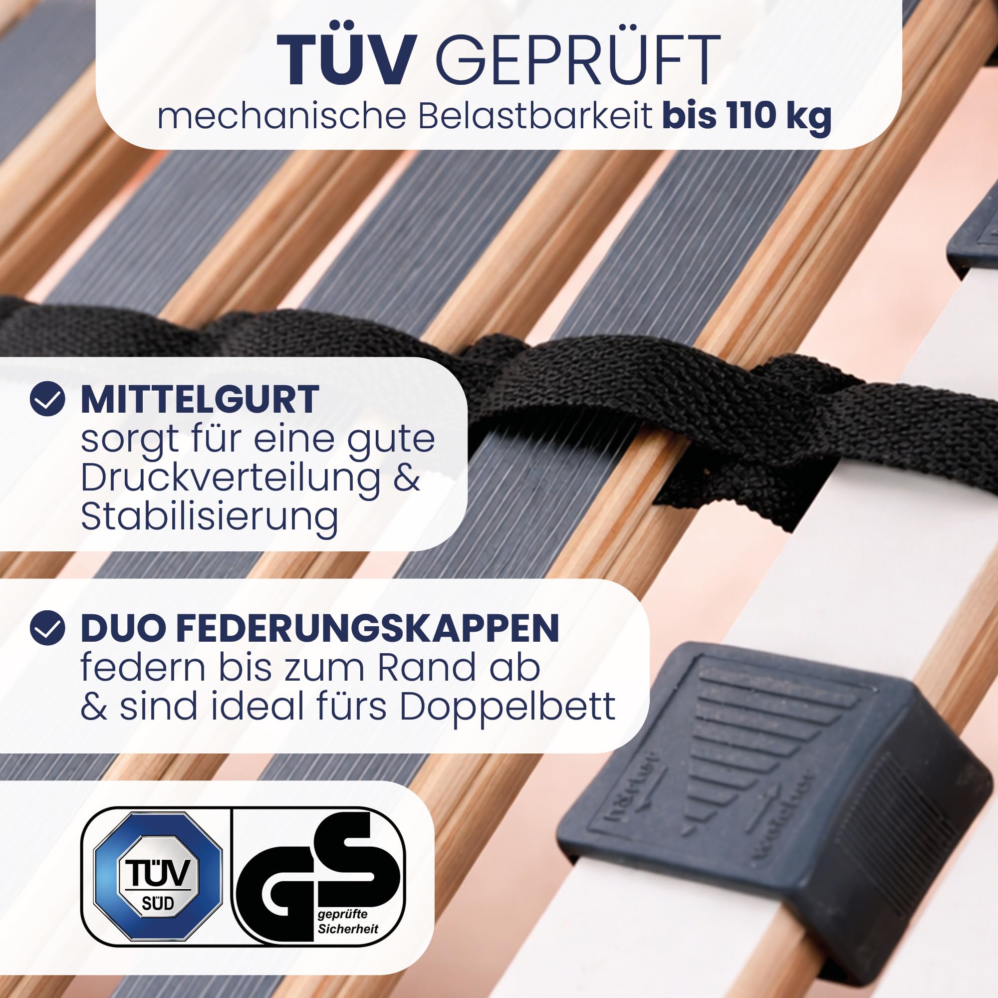BeCo Luxus E-Move elektrischer Lattenrost 120x200 cm - Kopf- & Fußteil elektrisch verstellbar - 7-Zonen - 28 Federholzleisten - montiert - TÜV geprüft - Made in Germany