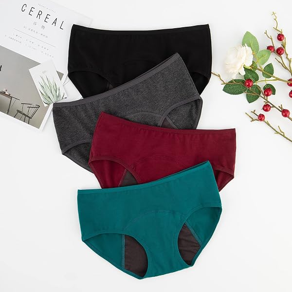 Momoshe Mutande Ciclo Mestruale Donna Mestruali Cotone 3/4 Pack Slip Post Parto Intimo Periodico Protettive Mestruazioni - 5