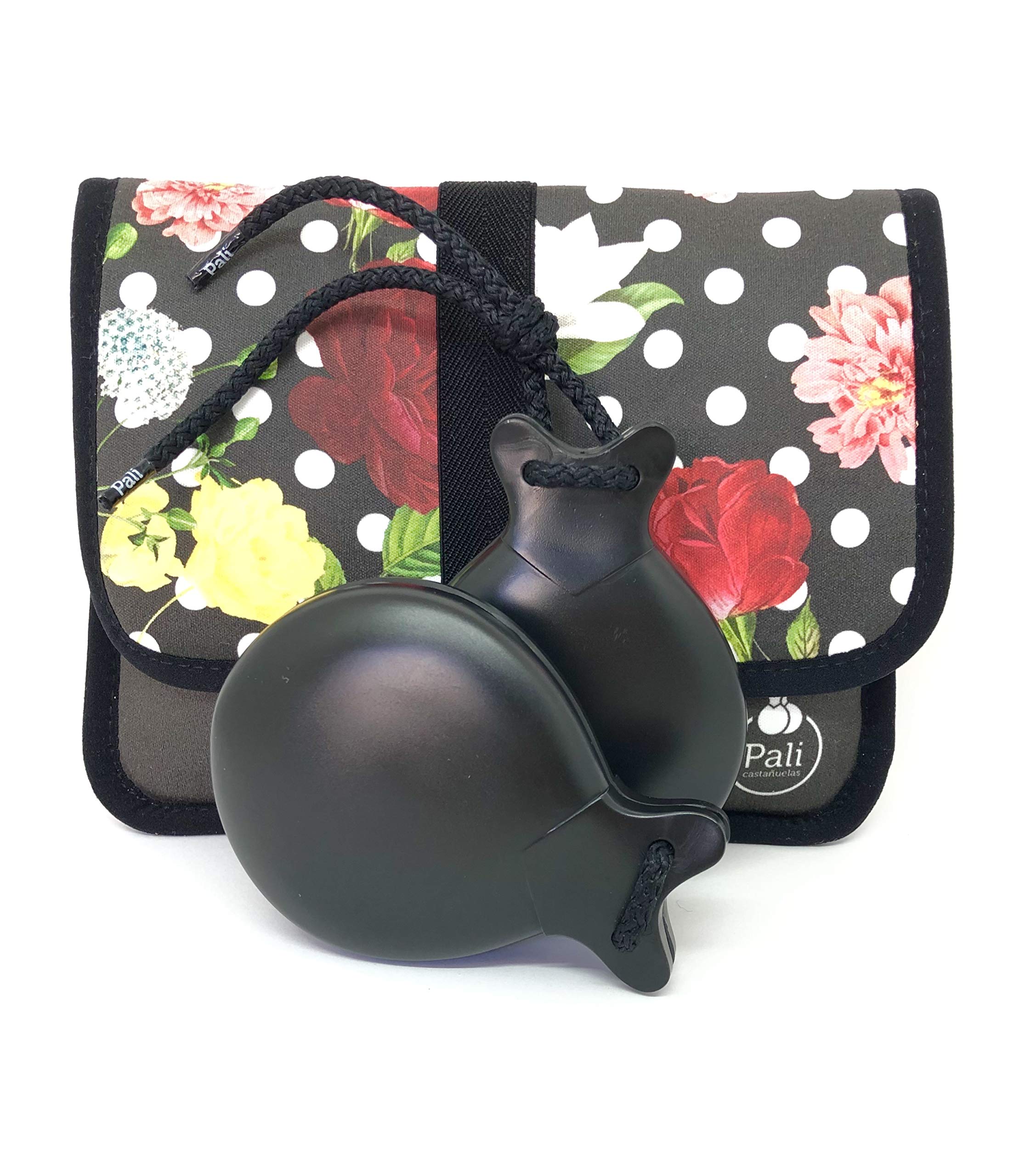 Farbe Schwarz mit doppelter Schachtel. Ideal zum Lernen. (Blumen und Punkte).