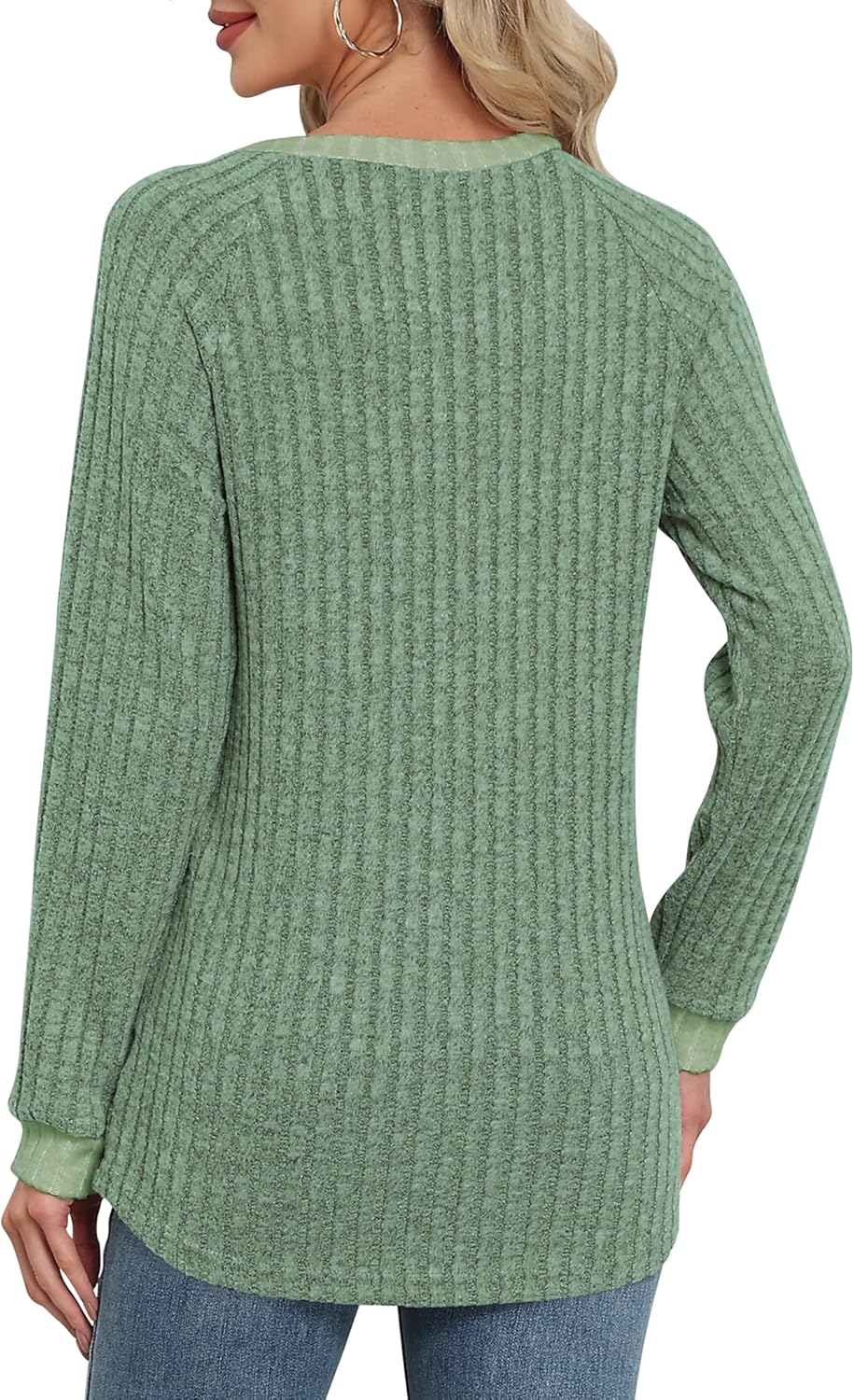 Memorose Long Sleeve Shirts for Women Casual Tunic Tops Lightweight Sweaters Loose Fit Color Block Outfits 2026 - Image 4