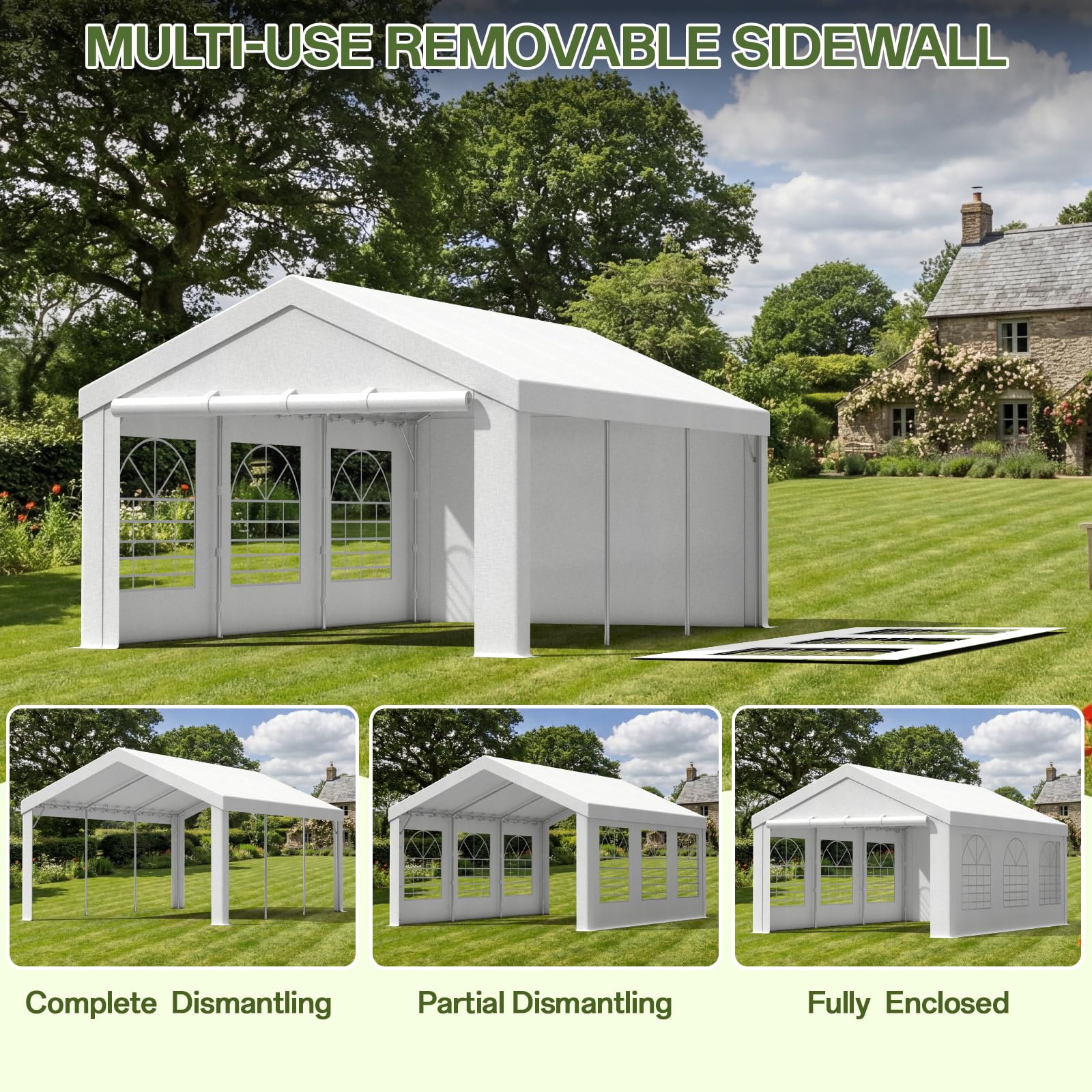 JUMMICO Gazebo Esterno Resistente UV 50+, Tendone per Feste 4x6, Gazebo da Giardino Impermeabilizzazione, Tendone da Esterno per Matrimoni, Feste, Raduni, Riunioni in Giardino, Bianco