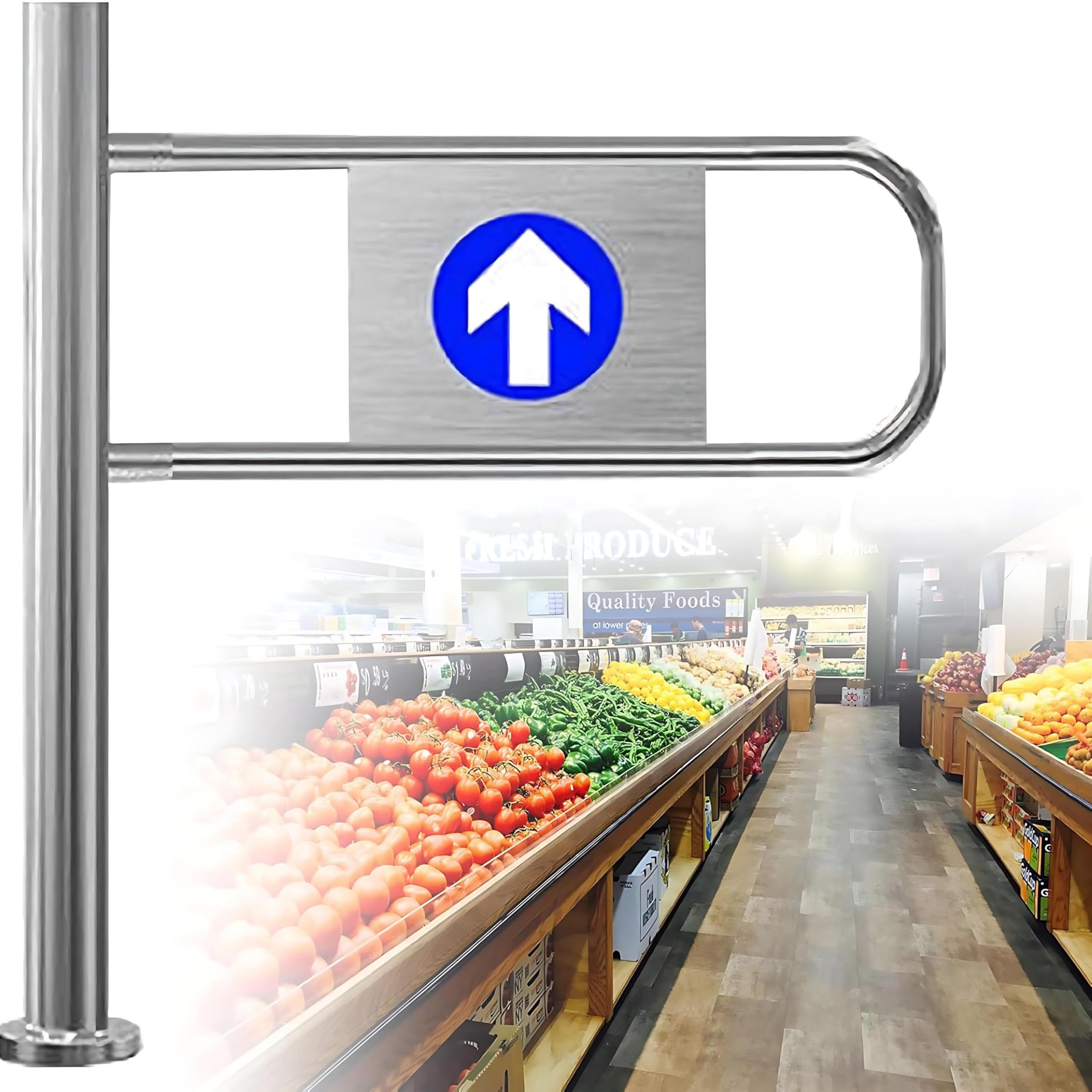 Automatyczna metalowa brama oscylacyjna CNG, szerokość 60–100 cm, jednostronna, bezpieczna, do magazynów, bibliotek, wejść na rynek, bezpieczna kontrola dostępu pieszych