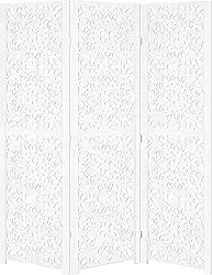 Biombo Pintado Divisoria Separador de Ambiente MDF Preto ou Branco (Branco, 3 Mandala)