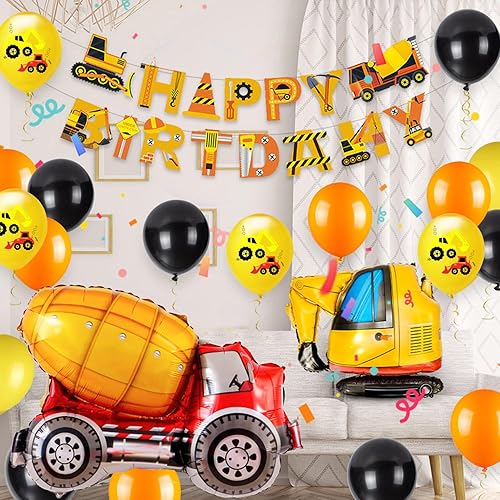 Miniatura 4 de Suministros de fiesta de cumpleaños de construcción de 2 años de edad, globos de construcción, kit de guirnalda de globos para decoración de fiesta