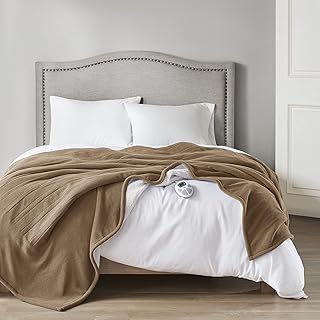 Serta Heated Blanket - Reversible Fleece to Sherpa Electric Blanket, Fast Heating, Auto Shut Off Timer, Multi Heat Setting, ETL Certified, Machine Washable, Stone Brown Twin 84"x 62"