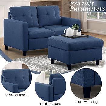 AREA JAPAN sofa SOL 2P Fabric＋ottomanブルー AREA JAPAN sofa SOL 2P Fabric＋ottomanブルー