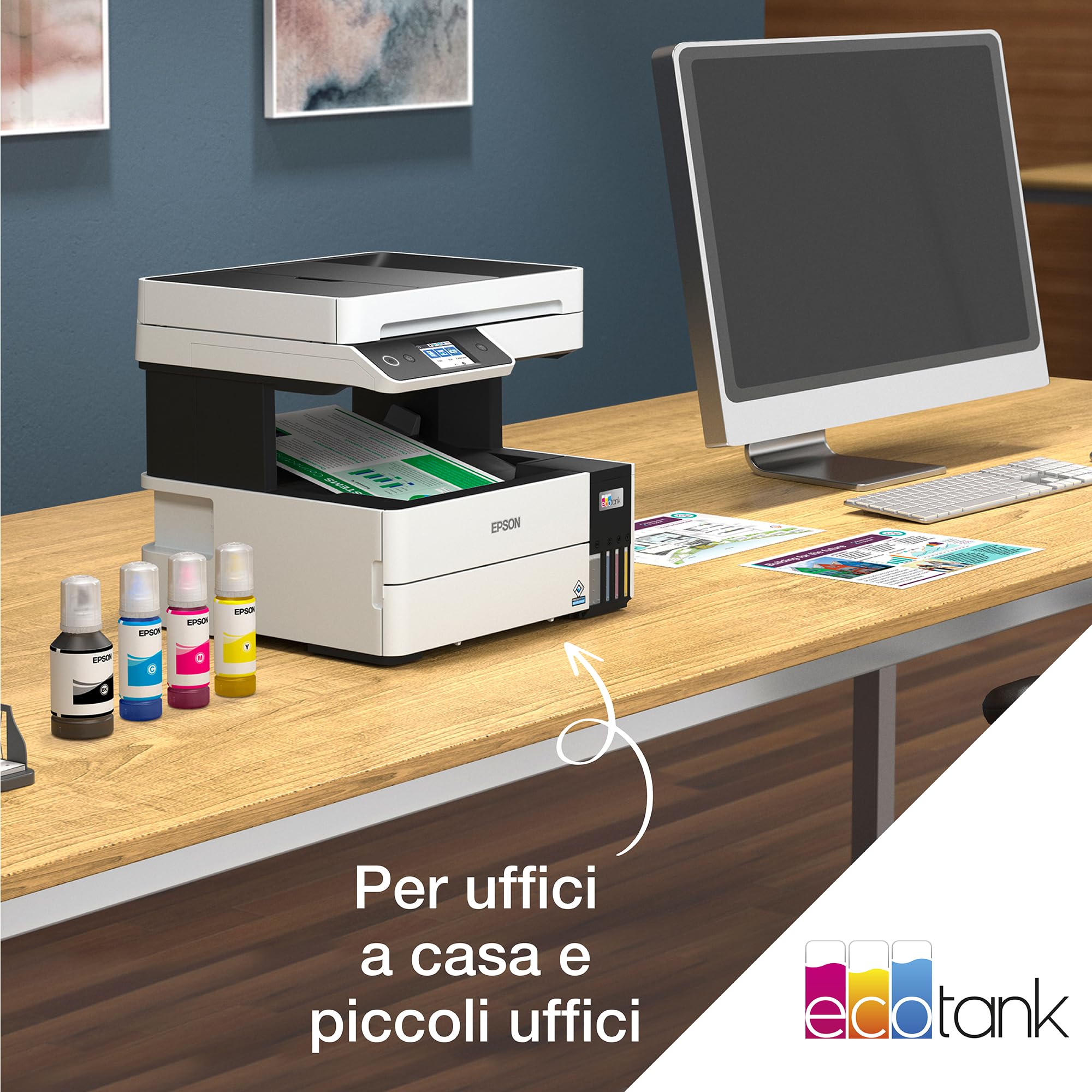 Epson EcoTank ET-5150 Stampante con Serbatoi D’inchiostro | Piccolo Ufficio e Azienda | Wi-Fi Ed Ethernet | A4 | Stampa, Copia, Scansione | Stampa Fronte/Retro | Touch-screen 6.1 cm | ADF Da 35 Fogli