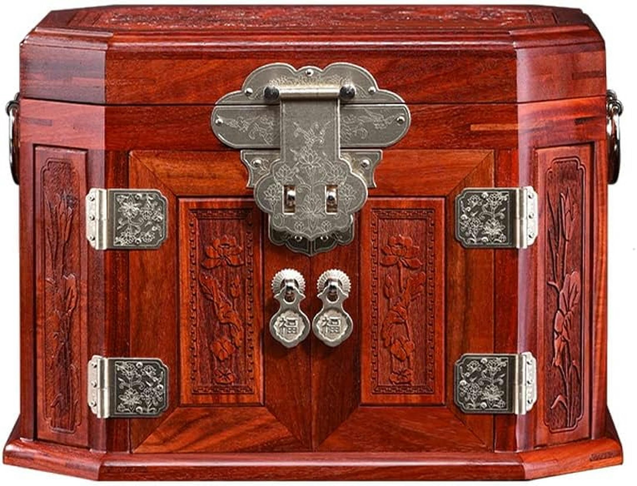 OZBMA Jewelry Organizer Box Red Rosewood Storage Wooden Multi Layer Household Mahogany Holder Organizer~/ (C 26x20x19.5 cm)
