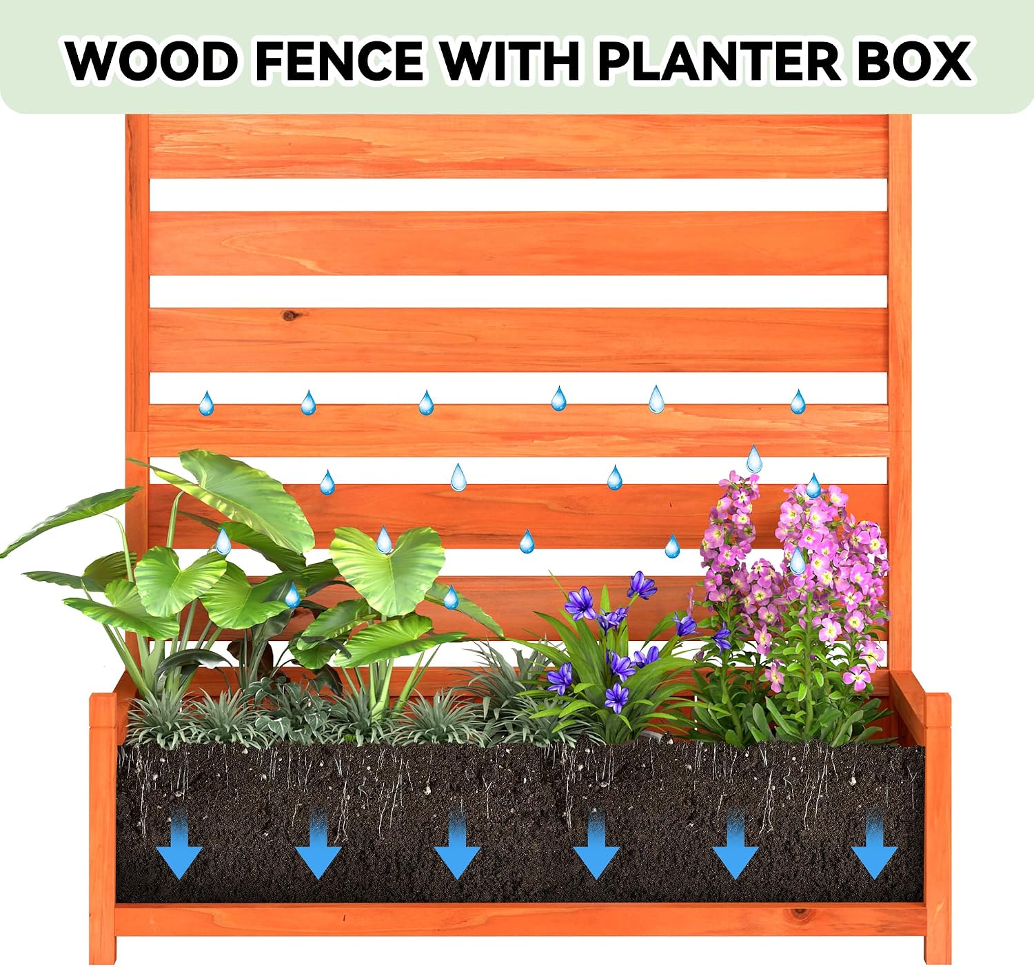 JAXPETY 3 Panel Air Conditioner Fence with Planter Box, 2-IN-1 Wood Outdoor Privacy Screen, 33"W x 37"H Weatherproof No-Dig Decorative Fences, AC Unit Fence Panels for Trash Can Garden Backyard Patio