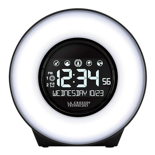 La Crosse Technology C 83117 Color Mood Light Desk Clock with 5 Soothing Nature Sounds and USB Port