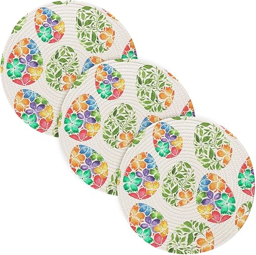 3 soportes para ollas y sartenes calientes de 15 pulgadas, tejido de hilo de algodón que absorbe las almohadillas para macetas instantáneas,