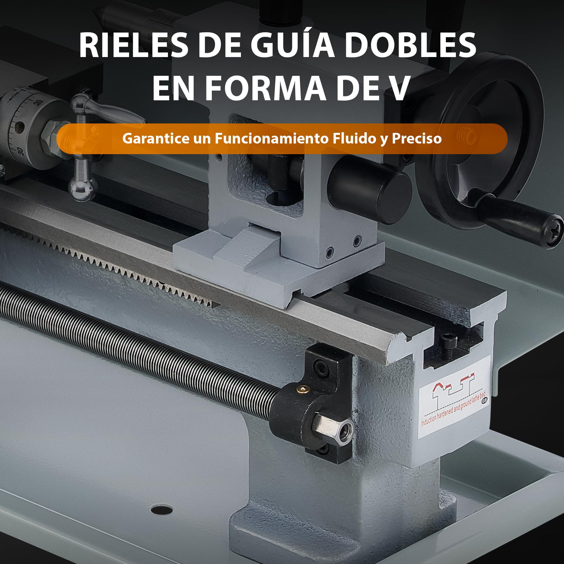 CREWORKS 550W Mini Torno de Metal, 180x350mm Torno para Metal de Sobremesa con Máx. Velocidad 2250RPM, Torno de Metal para Torneado de Metales para Roscar, Tornear