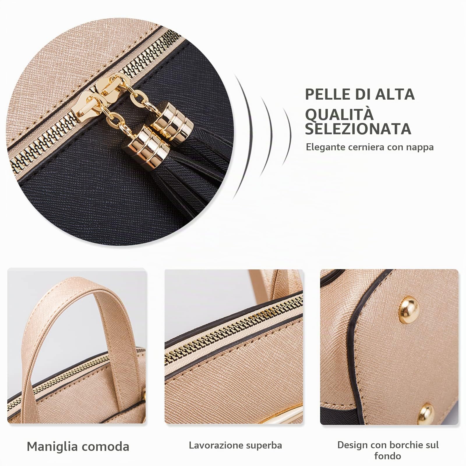 NICOLE & DORIS Zaino Donna Moda Borse a Zainetto Casual Backpack Borsa a Tracolla PU Pelle Borsa Zaino Donna Set 4 in 1