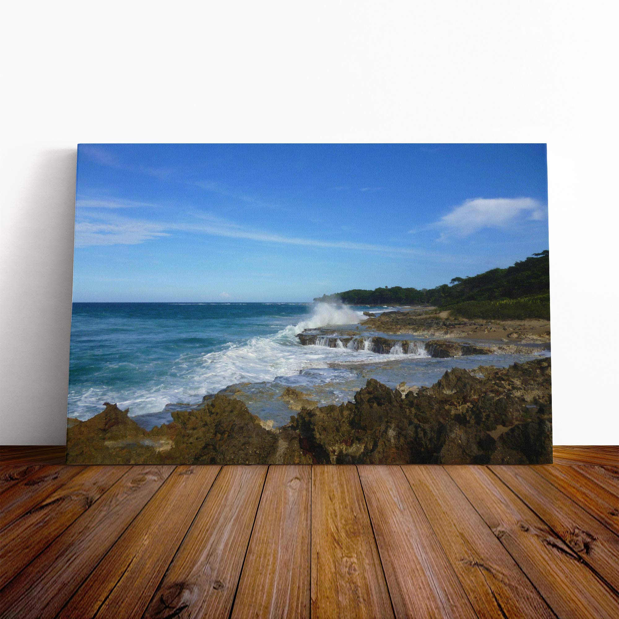Seascape Dominican Republic Canvas Print | Gallery Wrapped 30mm Frame Wall Art | 24x16 inches | Ready to Hang | Modern Seascape Picture | Living Room Bedroom Lounge Office