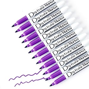 Volcanics Purple Dry Erase Markers Low Odor Fine Whiteboard Markers Thin Box of 12