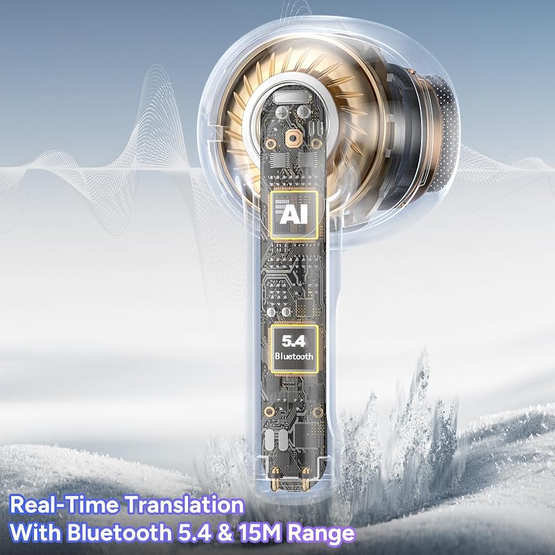 TEEPOCH AI Language Translator Earbuds,OWS Real-Time 4-in-1 Translation Earbuds 144 Languages & Accents, Bluetooth 5.4 Translation Device for Travel/Business/Learning (White+Black) image 3