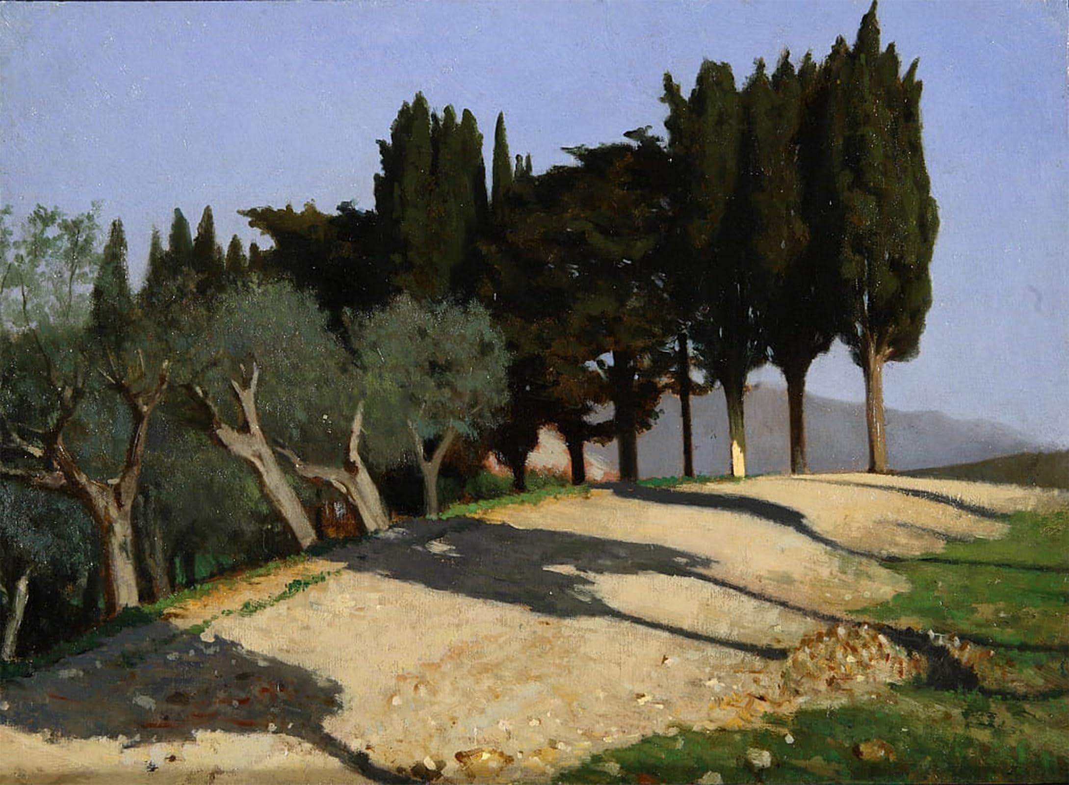 POSTERIIk Famous Modern Artwork Art Mural Country Road With Cypresses by Giuseppe Abbati Oil Paintings Pictures for Home Decor 60x90cm