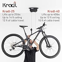 Vista 3 de Kradl - Soporte de techo para bicicleta con elevador y estante. Sistema de elevación para bicicletas sin electricidad, cuerdas o poleas incómodas.