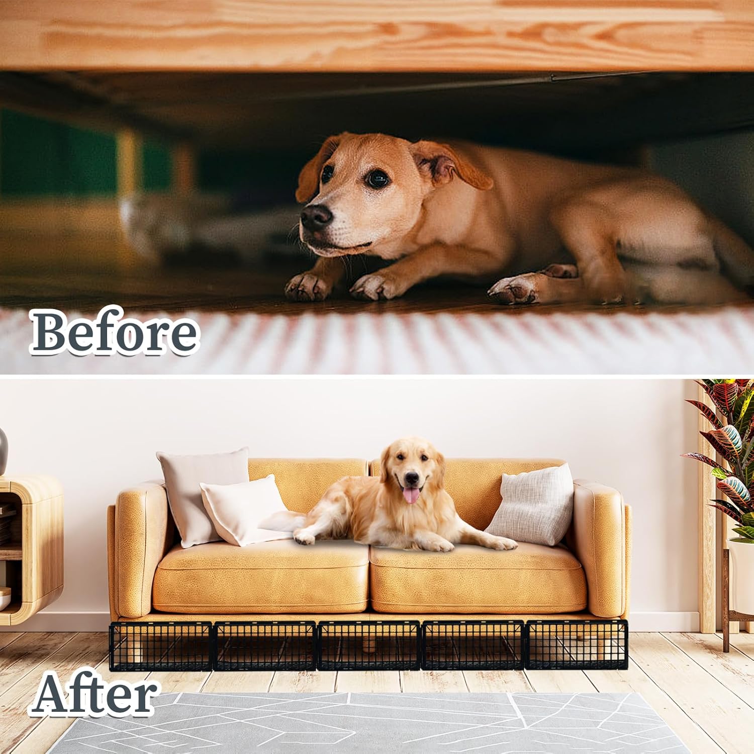 KEOHOLI 12 Pcs Under Couch Blocker, Under Bed Counch Furniture Blocker Plastic Stopper, Couch Guards Bumper Stop for Things Pets (6.6inch x 14.5inch)