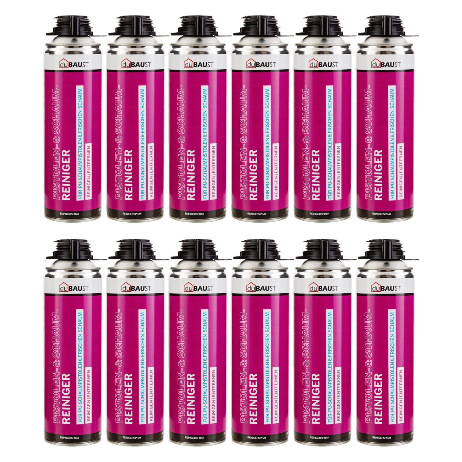 PRS24 - Limpiador de pistolas de poliuretano (500 ml, bote de 500 ml, para pistola de espuma, herramienta, elimina espuma de poliuretano fresca, incluye cabezal pulverizador), 12 unidades