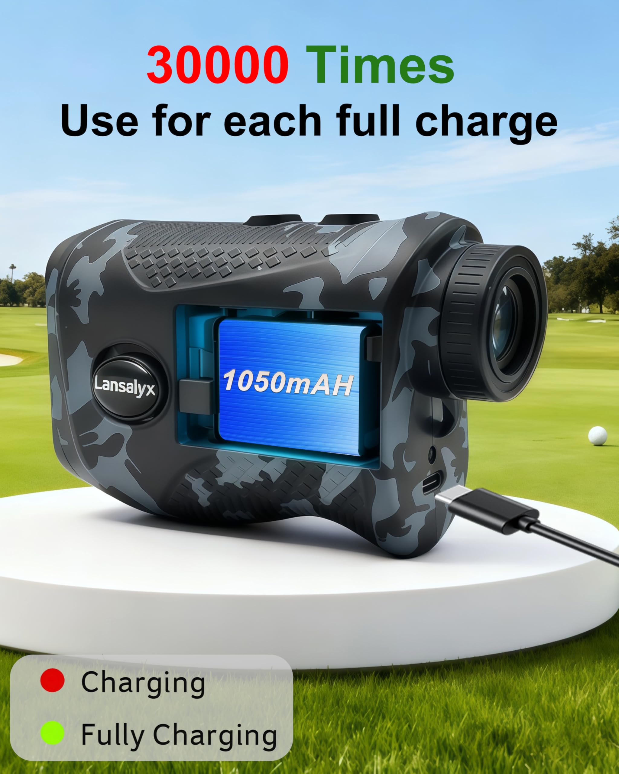 Télémètre de golf avec pente – Télémètre laser de 1 200 m avec verrouillage du drapeau, grossissement 7x, verrouillage du mât avec vibration d'impulsion, rechargeable, bande magnétique