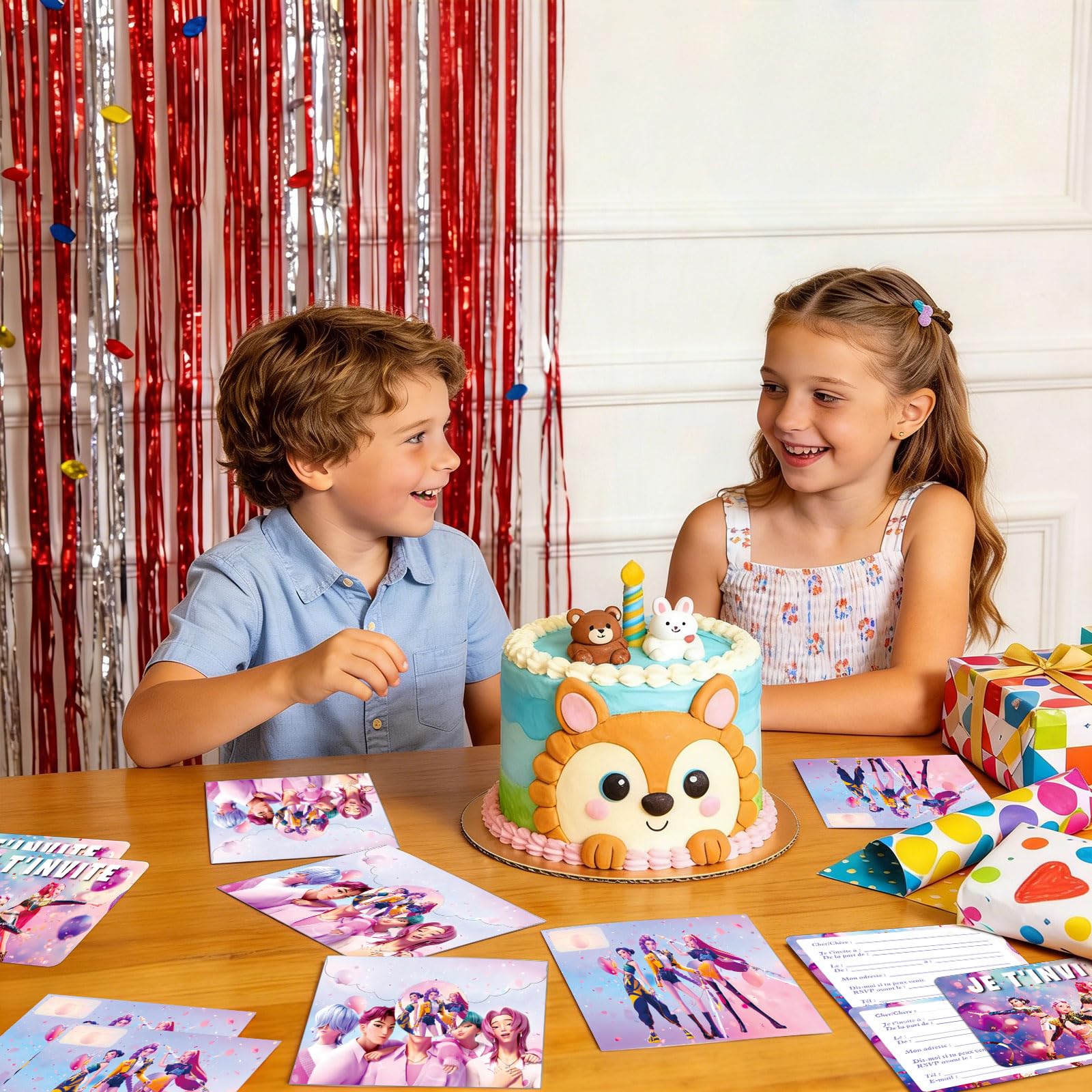 Image secondaire de Pack de Cartes d'Invitation Multicolores pour Anniversaire et Fête - 12 Cartes avec Enveloppes et Autocollants