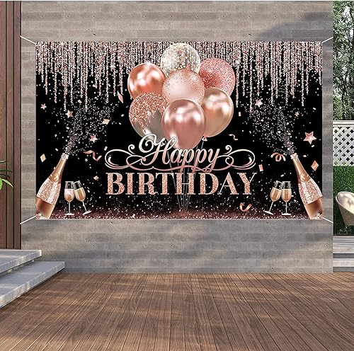 Miniatura 5 de Fondo de oro rosa con purpurina para decoración de fiesta de cumpleaños para mujeres y niñas, fondo de fotografía, suministros de decoración de baby