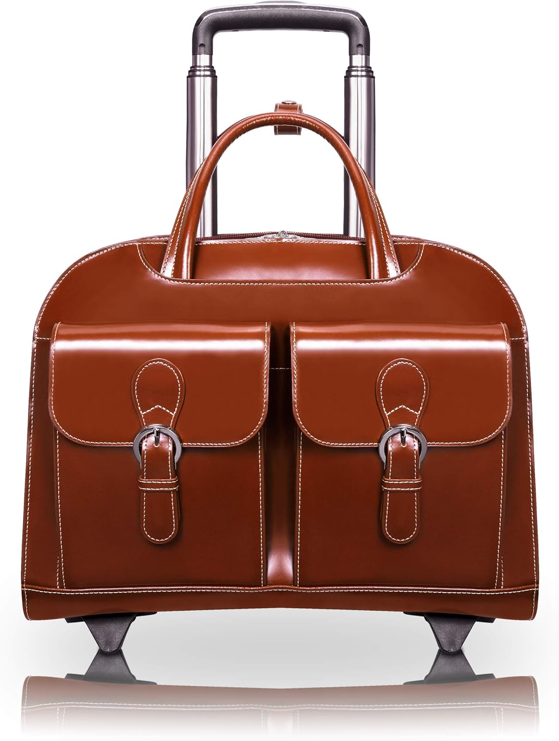 McKlein DAVIS, Top Grain Cowhide Leather, 15" Leather Vertical Wheeled Ladies' Laptop/Computer & Tablet Business Briefcase Bag/Women's Rolling Overnight Travel Bag, Removable trolley case