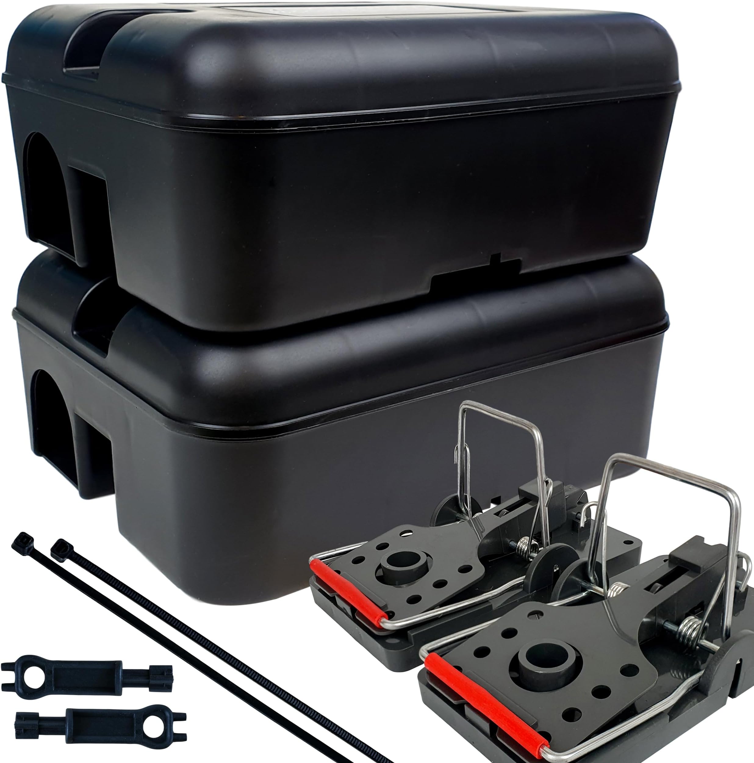 ROSHIELD 2 x External Rat Snap Trap Control Protector Box - Rodent Safety Kit for Gardens, No Poison Solution - Green Professional Quality