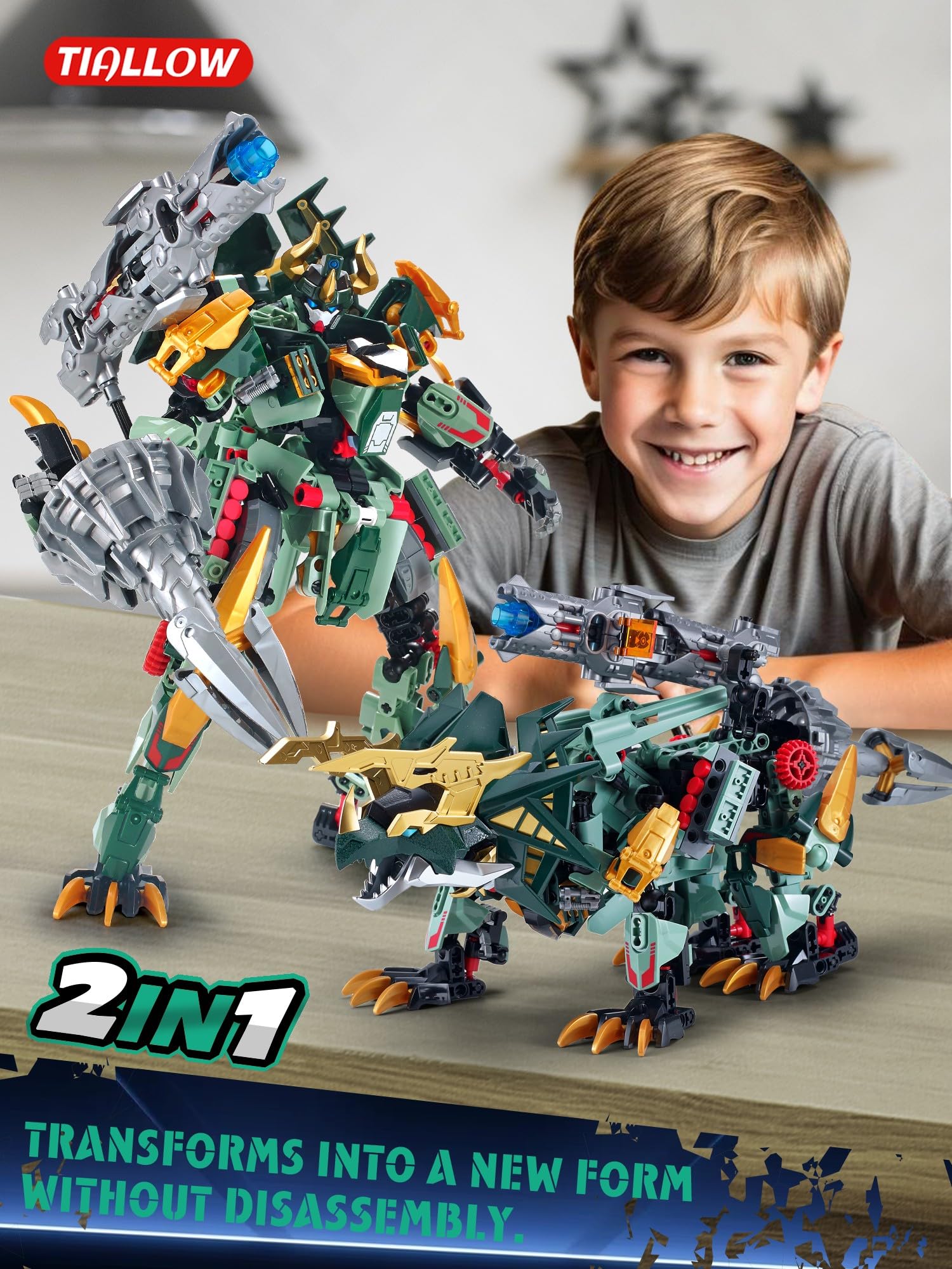 Amazon.com: TIALLOW 2 in 1 Triceratops Mech Building Blocks Sets