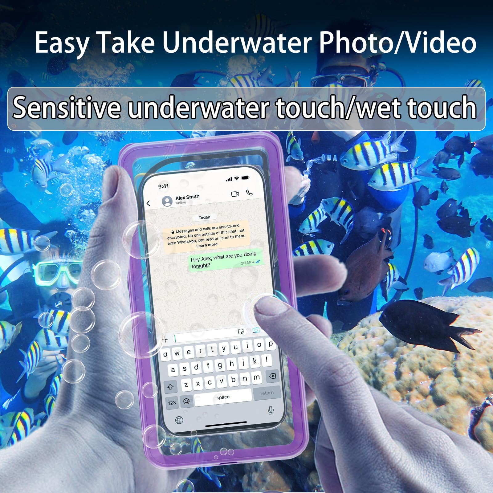 Funda impermeable de alta calidad, doble sellado, pantalla táctil subacuática, autocomprobación de fugas, 100 pies IPX8 + IP68, a prueba de polvo y caídas, funda impermeable de 7.9 pulgadas para