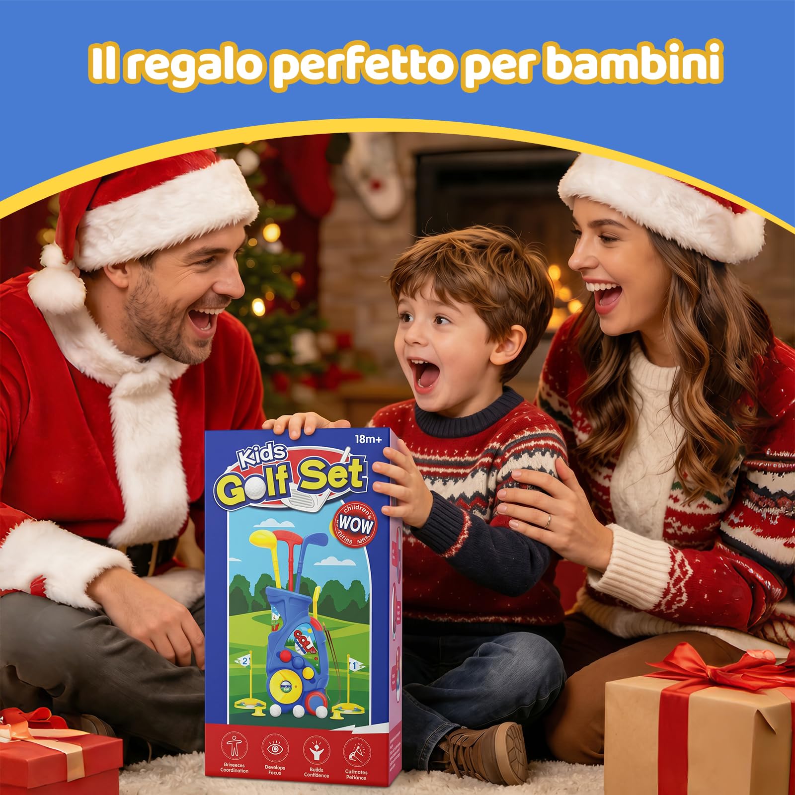 Naxudcoo Set da golf per bambini dai 3 ai 5 anni, giocattolo per mini golf con 6 palline, 3 mazze da golf, giocattolo per interni ed esterni dai 3 anni in su, regalo per ragazzi e ragazze