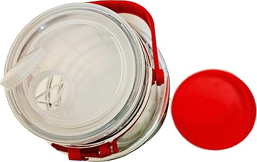 Miniatura 4 de C&H Solutions 2 tarros de vidrio de 5 litros (aproximadamente 1.32 galones) con tapa de boca ancha, tapas de plástico para verter boquillas,