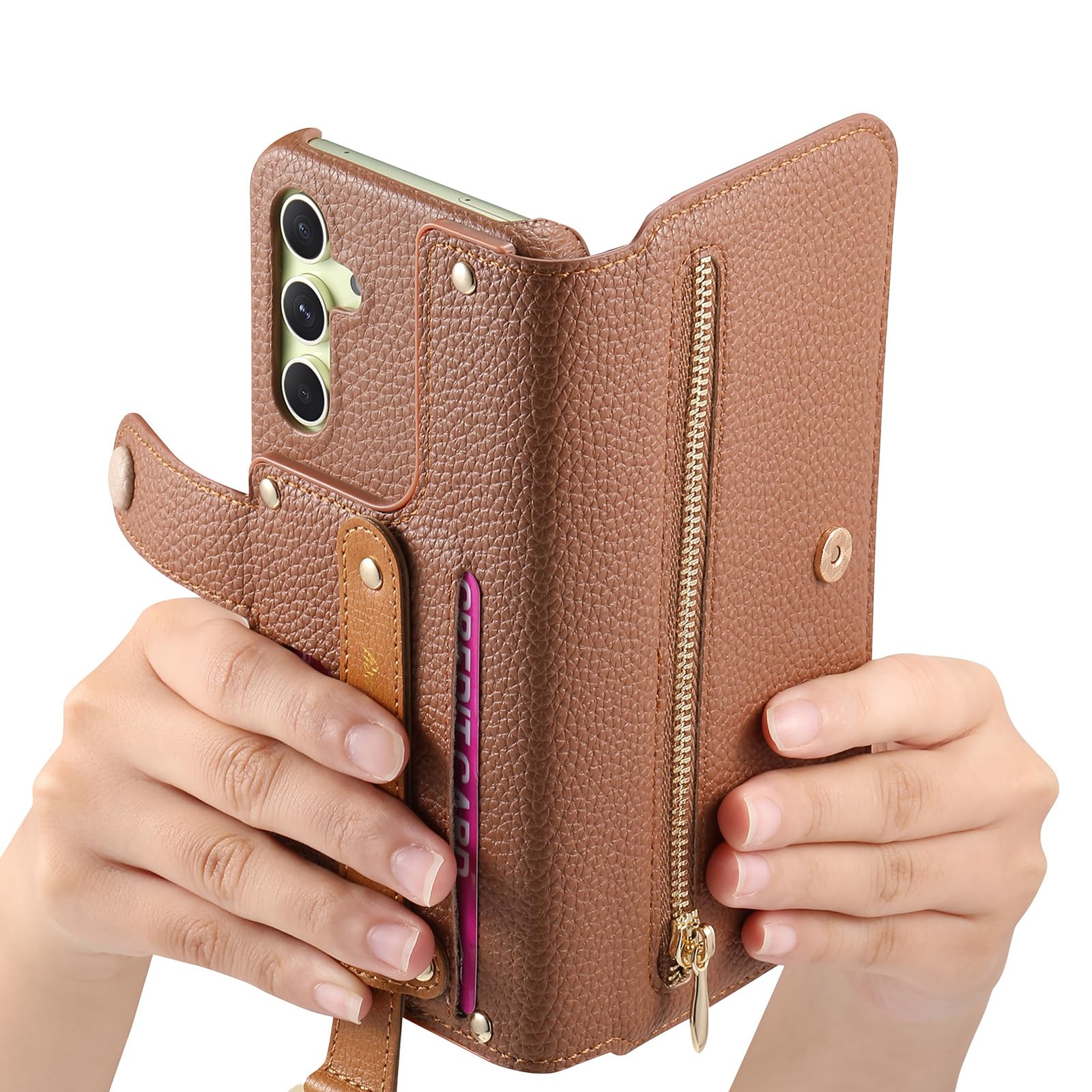 Generic etui kompatybilne z Samsung Galaxy S24 Ultra (kolor: niebieski) Premium magnetyczne etui z klapką skórzany portfel z uchwytem na kartę do telefonu