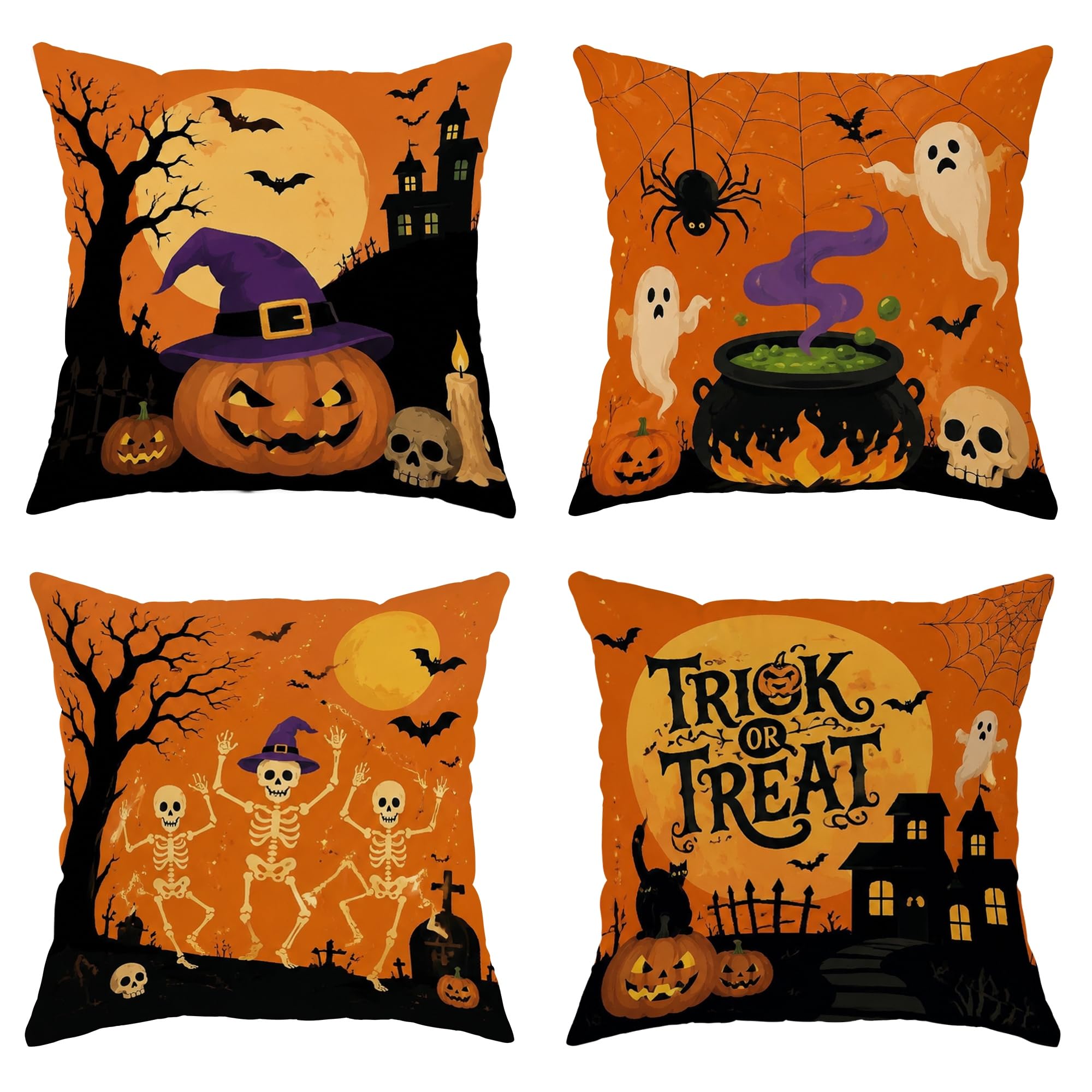 Housses de coussin citrouille avec zip invisible pour changer facilement de déco d'Halloween