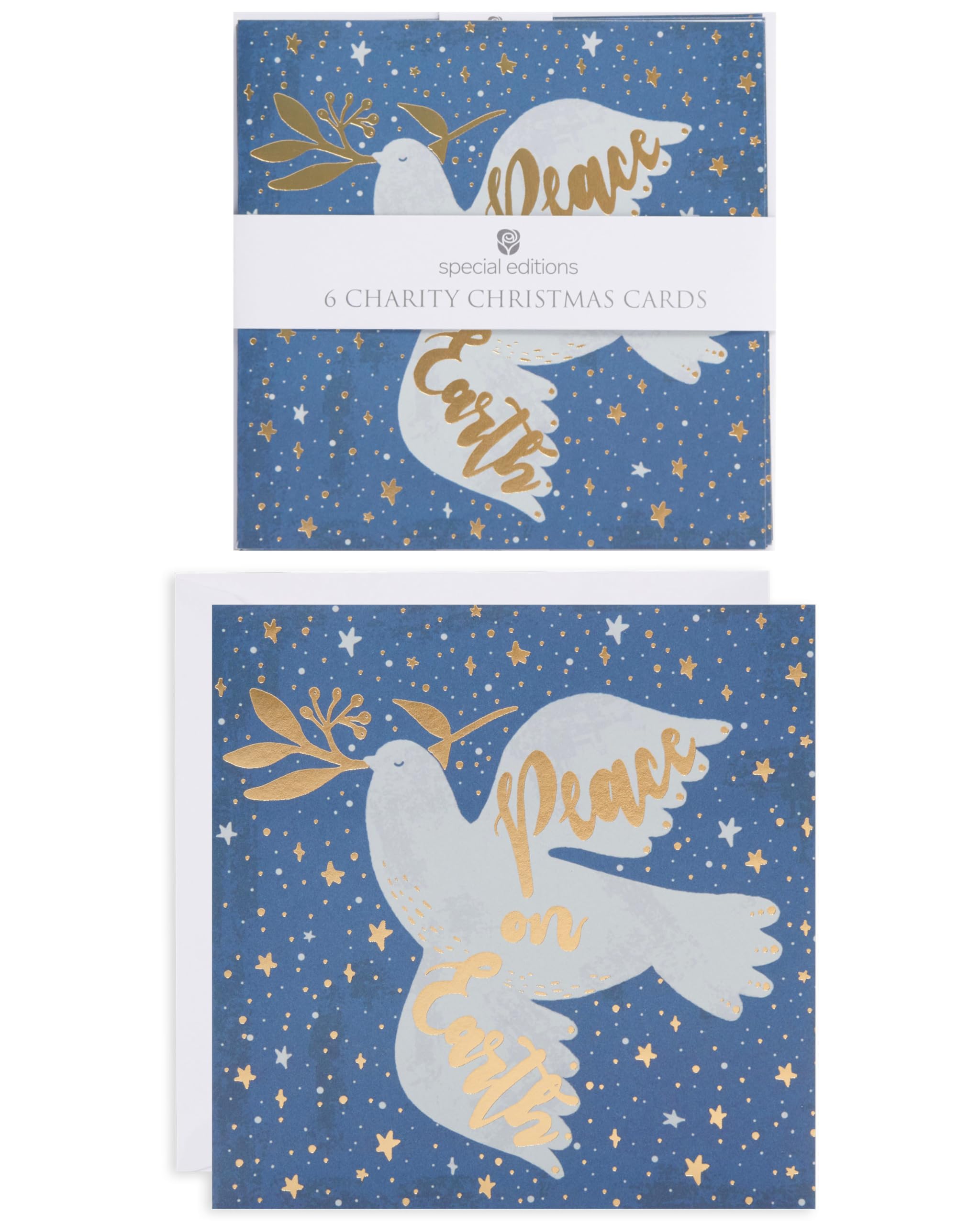 Pack Of 6 Peace On Earth Dove Charity Christmas Cards Multiple Charities