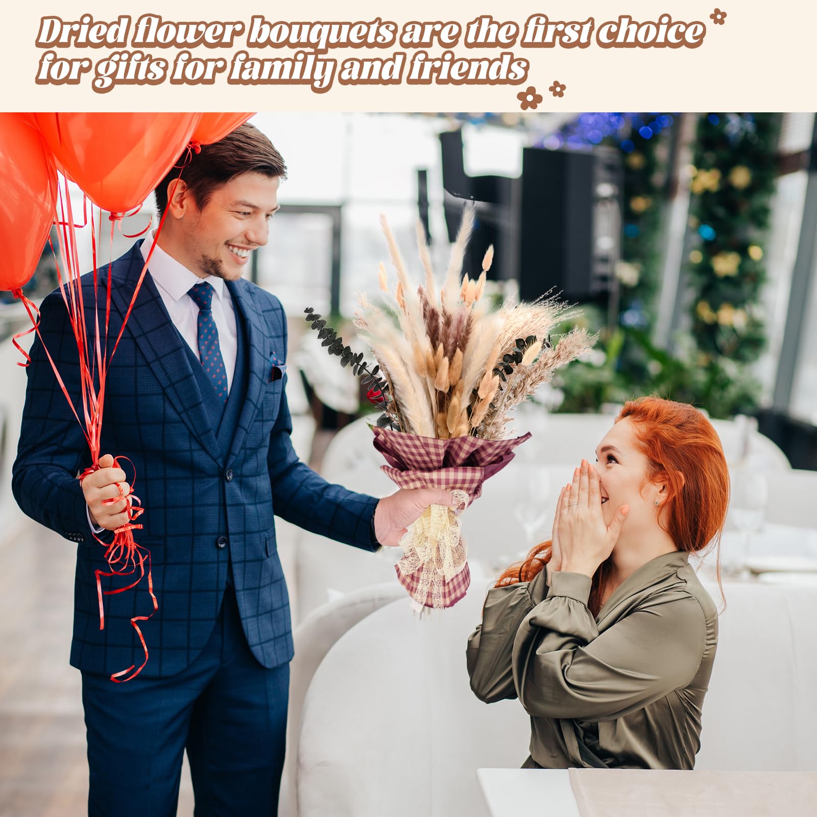 110 Pezzi Bouquet di Pampas Grass Essiccato, Naturale Fiori Secchi Decorativi, Pampas Decorative Abbinamento Eucalipto Essiccato, Fiori Boho per Soggiorno, Camera, Tavolo Matrimonio